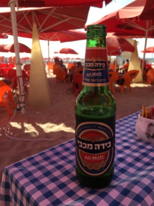 And the drinks - Maccabi beer on the beach