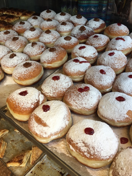 Sufganiot (jelly-filled donuts)